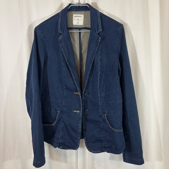 Sandwich Jackets & Blazers - Sandwich Women’s Stretch Denim Blazer Jacket – Size 38 Early 2000s / Y2K Style